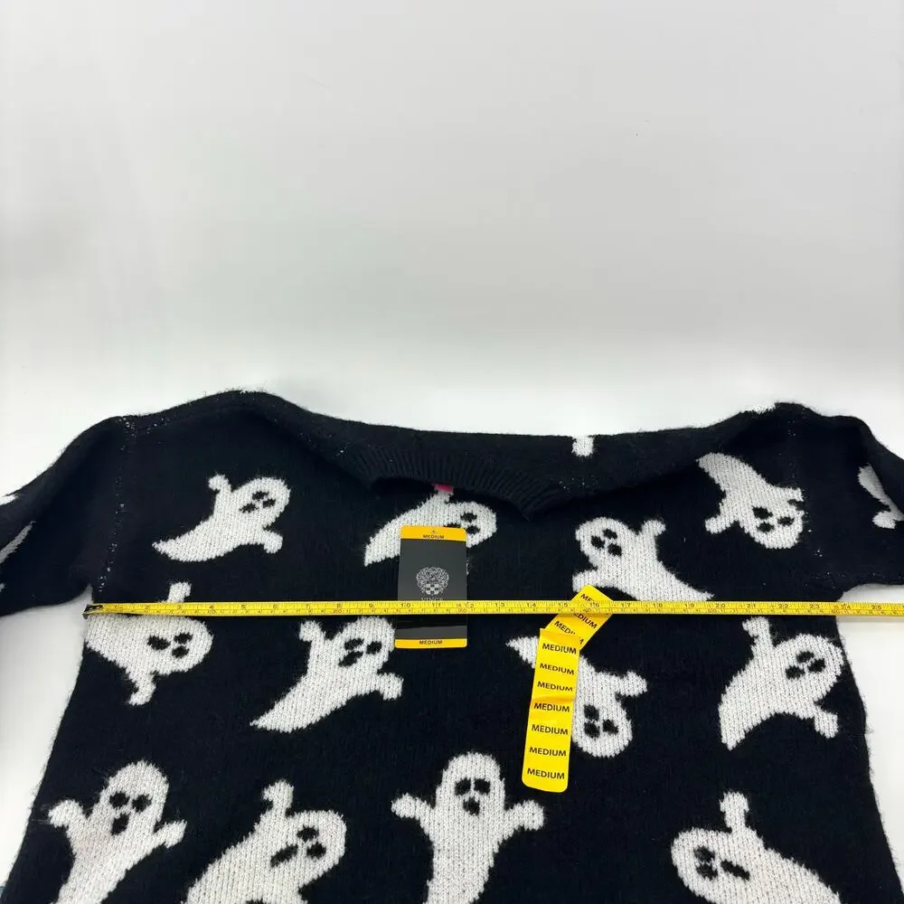 Vince Camuto Womens Medium Black White Ghost Halloween Sweater - Picture 3 of 16
